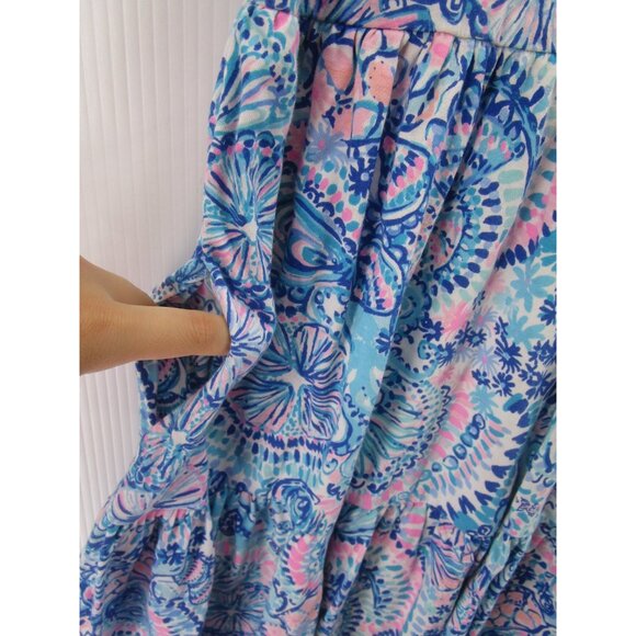 Lilly Pulitzer Dress Medium Babydoll Mini Tiered Seashell Nautical - Picture 6 of 11